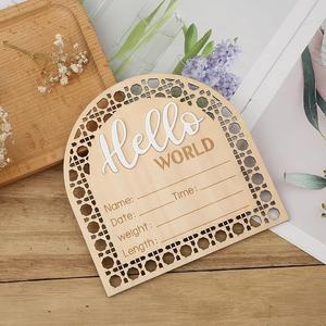 Bienvenue nouveau-né signe bébé Photo accessoires Hello World naissance annonce signe bébé jalons carte pour bébé douche - Product Image 3