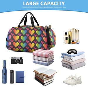 Large Capacity Fashion Sports Fitness <b>Bag</b> Portable Customs Heart Patterns Polyester Travel Shoulder Duffel <b>Bag</b> - Product Image 5