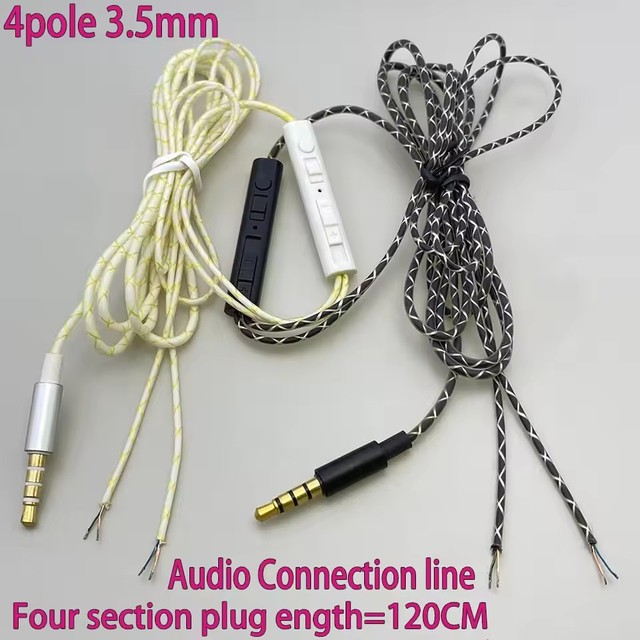 HIFI Earphone Line Repair 3.5mm 4pole Plug Jack DIY Earphone Audio Cable Controller Repair Replacement Headphone Wire