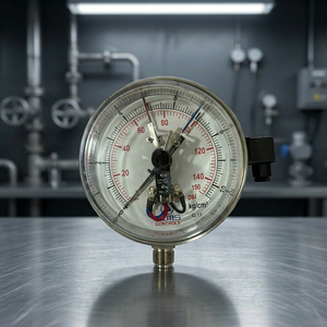 High-Precision All-Stainless Steel Electric Contact Pressure <b>Gauge</b> with Upper and Lower Limit Values - Product Image 1