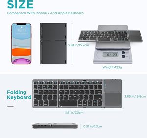 Abs Slim portátil Delgado recargable de tres pliegues Teclado De Computadora Teclado Plegable <span class=keywords><strong>Bluetooth</strong></span> Teclado plegable y panel táctil - Product Image 4