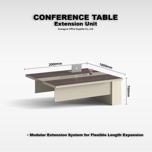 Table <span class=keywords><strong>de</strong></span> conférence en bois <span class=keywords><strong>avec</strong></span> rail électrique intégré et boîte <span class=keywords><strong>de</strong></span> gestion des câbles, finition résistante aux rayures et structure stable - Product Image 5