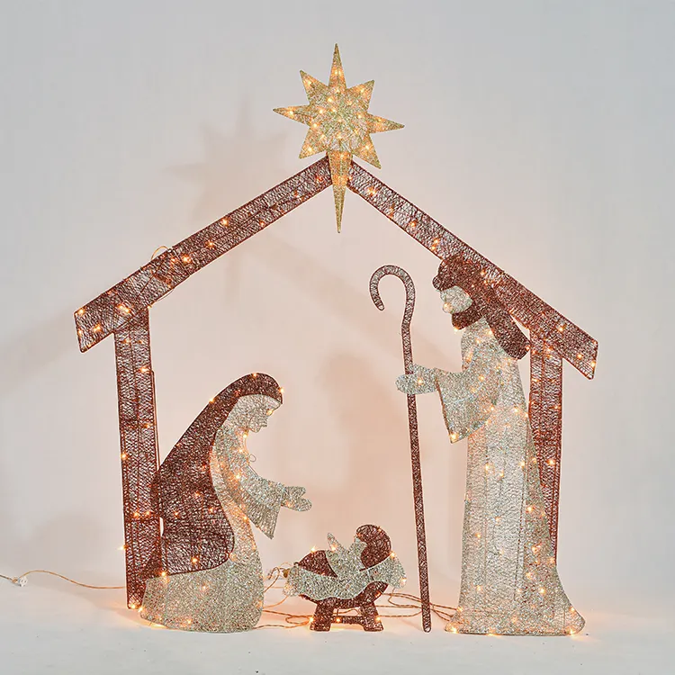 Éclairage de festival extérieur personnalisé Noël 72Inx68In 280L Nativity Motif Light