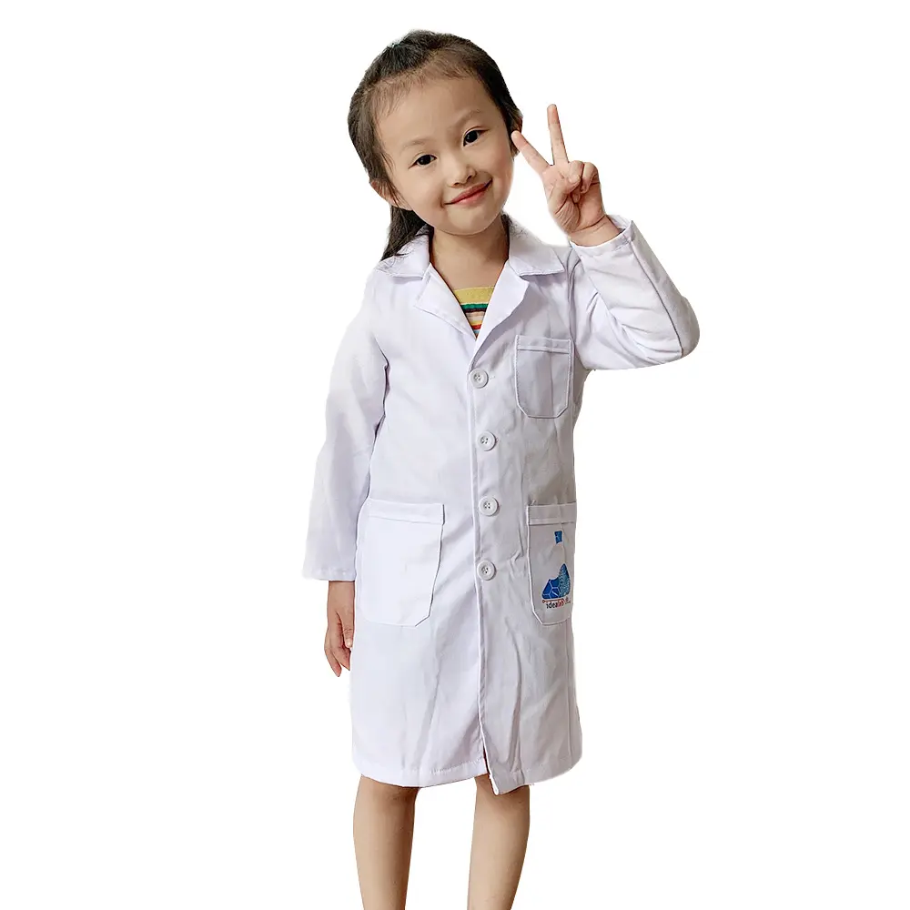 Hoge Kwaliteit Mode Witte Kids Laboratoriumjas Medische Laboratoriumjas Voor Kinderen Wetenschappers Artsen
