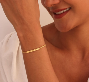 Bracelet personnalisé avec message, bracelet à barre gravée avec nom, bracelet fin gravé sur chaîne <span class=keywords><strong>gourmette</strong></span>, <span class=keywords><strong>en</strong></span> acier inoxydable, cadeau d'anniversaire pour maman - Product Image 6