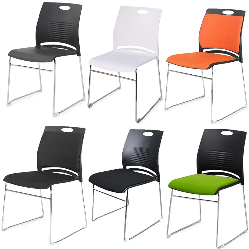 Stacking Armless Chairs Metal Frame Plastic Fabric Waiting Conference Training Multi-Purpose Room Guest Chairs