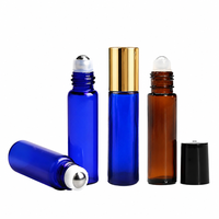 Flacon en verre mat brun de 10 ml, petit format, avec bouchon coloré pour sérum et crème pour le visage, emballage en carton