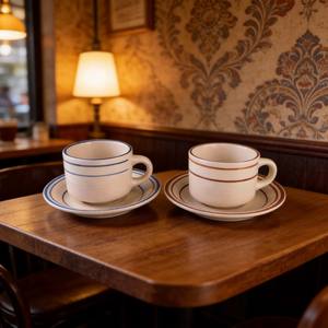 أكواب سيراميك ملونة من الحجر الصيني بأسلوب أمريكي مع صحون للقهوة - عرض ساخن - Product Image 3