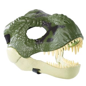 Fábrica al por mayor máscara de látex de media cara hecha a mano boca de dinosaurio verde para adultos para fiestas y festivales figura de acción divertida - Product Image 2