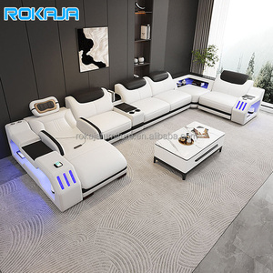 Canapé modulaire multifonctionnel intelligent ROK-RX26001, design classique, avec éclairage LED intelligent, pour 1, 2, 3, 4, 5 ou 6 places, idéal pour villa et hôtel. - Product Image 1