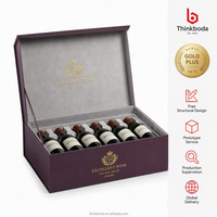 Boîte cadeau personnalisée pour 6 bouteilles de vin avec logo, boîte en carton de présentation de luxe de couleur violette pour ensemble cadeau de marque de cave à vin, vente en gros