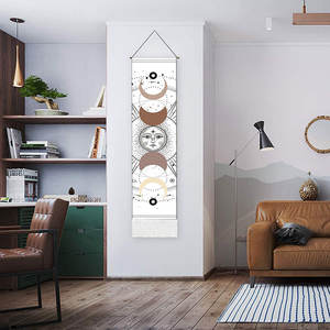 Tapices de pared de 13x51 pulgadas, pancarta de ciclo de crecimiento completo de la Luna, tapiz de pared de lino y algodón, arte de pared - Product Image 3