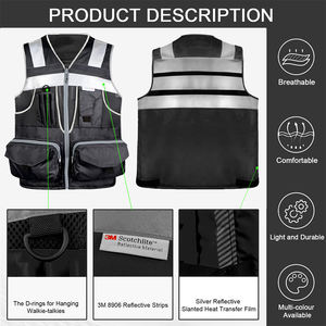 شريط عاكس فضي 3M، سترة أمان عاكسة شبكية متعددة الوظائف، سترة عمل مرنة للاستخدام الخارجي مع إمكانية تخصيص الشعار، سترة عمل متينة من قماش أكسفورد - Product Image 3