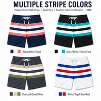 Shorts de bain classiques à rayures pour hommes, bandes de couleur vives, combinaison personnalisée, protection UPF 50+, vente en gros