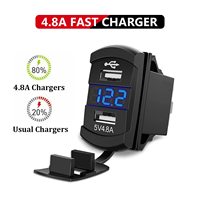 Panneau d'interrupteurs à bascule 2 gangs étanche 12V-24V avec chargeur USB 4.8A et voltmètre, panneau d'interrupteurs à bascule pour bateau marin, voiture et camping-car
