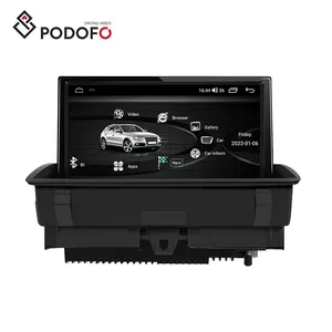 Podofo 8 Core Stereo mobil Android 13, layar lipat IPS 8 inci layar ganda 4 + 64GB untuk Audi Q3 Carplay Android Auto BT WiFi 4G FM