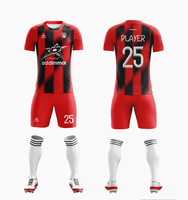 Set Jersey Sepak Bola Custom Sublimasi, Cepat Kering, Bernapas, Kain Jersey Sepak Bola Jacquard, Perlengkapan Latihan Sepak Bola