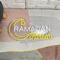 Enseigne néon Ramadan Kareem pour décoration murale, enseigne lumineuse Mubarak, art mural islamique, enseigne néon, écran d'affichage électronique festif