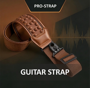 Sangle de guitare rembourrée de qualité supérieure avec verrouillage automatique rapide pour guitare <span class=keywords><strong>électro</strong></span>-<span class=keywords><strong>acoustique</strong></span>, style noir - Product Image 2