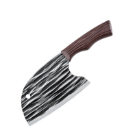 Couteau de chef en acier inoxydable avec surface antiadhésive, poignée en plastique imitation bois, motif marteau, vente en gros