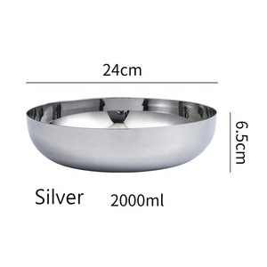 Cuenco redondo de acero inoxidable para ensalada, gran capacidad, 2000ml, fondo plano, plata, oro, 304 - Product Image 6