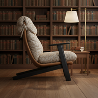 Fauteuil de loisirs orange à dossier haut de style Mid-Century, fauteuil d'appoint en bois pour villa, hôtel, salon