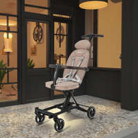 Poussette de voyage pliable 4 en 1 pour bébé, en alliage d'aluminium léger, avec grandes roues et design de poche