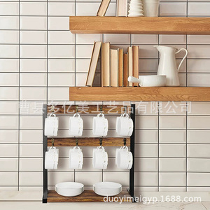 Estante de almacenamiento de madera de dos caras de doble capa para cocina, Bar, tazas de café y tazas para sala de estar, muebles de cocina - Product Image 4