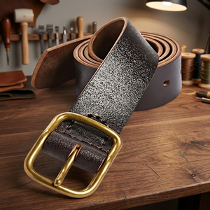 Ceintures formelles de luxe pour hommes, style vintage, logo personnalisé imprimé, OEM ODM, en cuir de vachette, boucle en acier, unisexe, durables, imperméables - Product Image 1