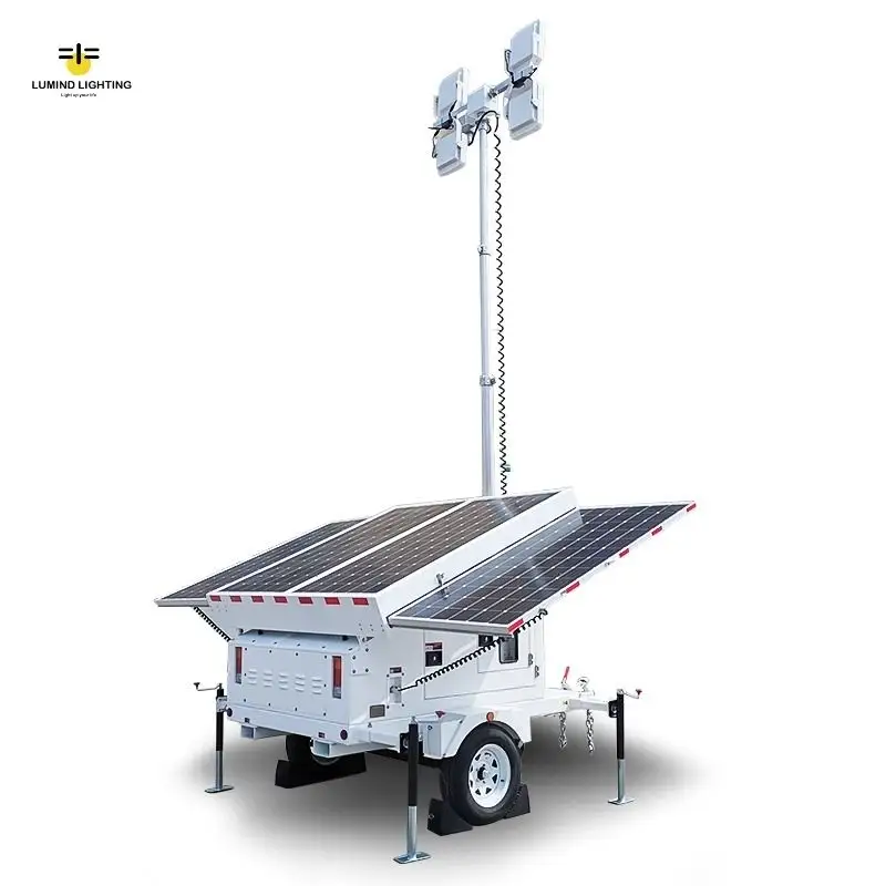 Lumind 4*250 Вт солнечная энергетическая система светодиодная мобильная солнечная световая башня на открытом воздухе 7 м мобильная портативная светодиодная солнечная башня
