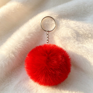 Llavero de pompón de peluche colorido, colgante de moda para bolso y cartera para niñas - Product Image 3