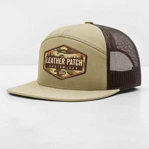 Gorra Trucker 168 de 7 Paneles con Malla y Cierre a Presión, Personalizada con Logotipo Bordado en Cuero, Dos Tonos, 100% Algodón, Estilo Hip Hop, Gorras de Béisbol - Product Image 1