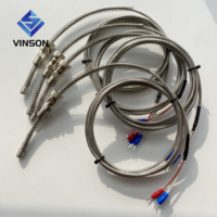 SS304 sonda bayoneta industrial primavera RTD 3 cables de alta temperatura PT100 sensor de temperatura con M12 hilo