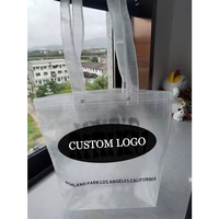 Grands sacs fourre-tout transparents personnalisés Sac en plastique tissé pp transparent réutilisable pour les achats sur la plage avec logo personnalisé