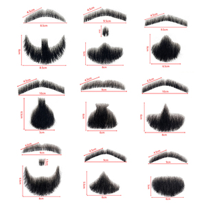 Barba e baffi finti realistici in pizzo invisibile, fatti a mano, in capelli umani, per costume da capra, all'ingrosso - Product Image 5