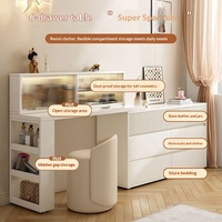 Commode minimaliste avec panneau, style crème, et table de maquillage d'angle télescopique, petite, pour chambre romantique à la française