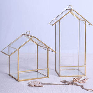 Grand terrarium rectangulaire décoratif noir, marron, or, conteneur géométrique en verre, pot de fleurs Art Déco, cristal rectangulaire pour intérieur - Product Image 5