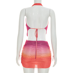 Viviblook C26DS173 Vestido Mini Bodycon Sexy de Verano para Mujer, con Estampado Digital Degradado, sin Mangas, con Espalda Descubierta - Product Image 3