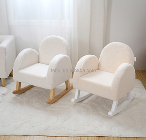 Silla de mimbre tamaño infantil para habitación infantil, silla mecedora de madera Teddy para niños - Product Image 3