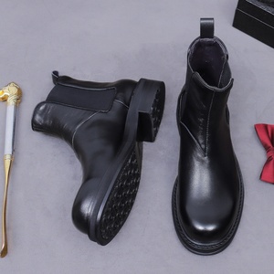 Botas Chelsea Estilo Británico para Hombre, Botas de Cuero Vacuno Retro, Botas de Invierno Versátiles con Suela Gruesa y Caña Alta para Hombre - Product Image 5