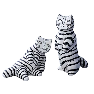 Ornements de <span class=keywords><strong>chat</strong></span> <span class=keywords><strong>nordique</strong></span> simple moderne noir blanc visage plat doux résine artisanale pour la décoration intérieure pour le salon couloir noël - Product Image 6