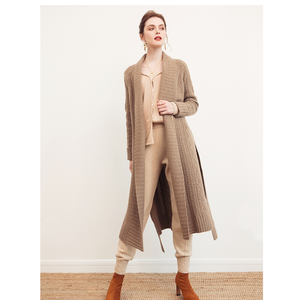 Cárdigan de Cachemira bordado para Otoño e Invierno 100%, cárdigan de Cachemira pura para mujer, suéter, abrigo, bata con cinturón - Product Image 1