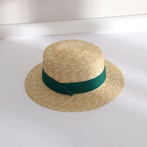 Cheap Wholesale Holiday Beach <b>Flat</b> Top Boater Straw <b>Hats</b> Summer Women Wheat Woven Straw <b>Hat</b> - Product Image 5