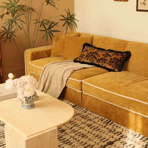 Canapé <span class=keywords><strong>Coco</strong></span> avancé rétro français Chenille jaune Style pastoral français tissu droit Gym centre commercial hôtel Villa hôpital parc scolaire - Product Image 2