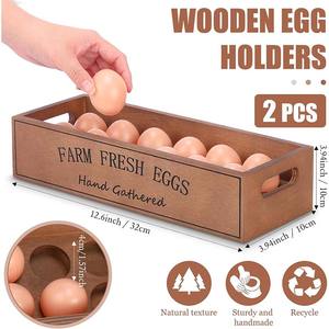 2 Pieces Farm <strong>Wooden</strong> Eggs Crate for 12 Fresh Eggs Stackable <strong>Wooden</strong> Crates for Display Rustic Egg <strong>Storage</strong> <strong>Box</strong> With Handle - Product Image 6