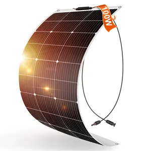 Dokio 18V 100W半电池柔性太阳能电池板轻型光伏模块，用于野营/房车/汽车/船/屋顶