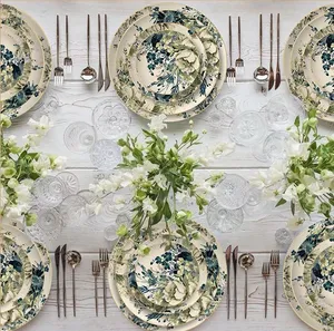 英国乡村风格陶瓷厨房菜盘盘复古花卉设计骨瓷餐盘