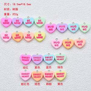 Dijes de Resina de Colores con Letras Inglesas, Corazón de Amor, <span class=keywords><strong>BEMINE</strong></span>, HUGME, LOVE, Acrílico, para Hacer Pulseras, Collares y Joyería Artesanal - Product Image 2