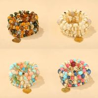 Bracelets en perles de verre multicouches de luxe NYY pour femmes, ensembles de bracelets à pendentif cœur de haute qualité, tendance