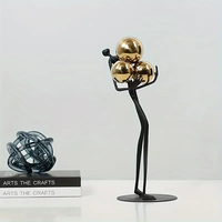 Escultura Abstracta Contemporánea y Sencilla con Bola Dorada, Decoración Metálica para el Hogar, Artesanía, Adorno para el Hogar